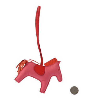Hermes Milo Lambskin Grigri Rodeo Horse Bag Charm MM Rose Azalee Orange Poppy 2 of 3
