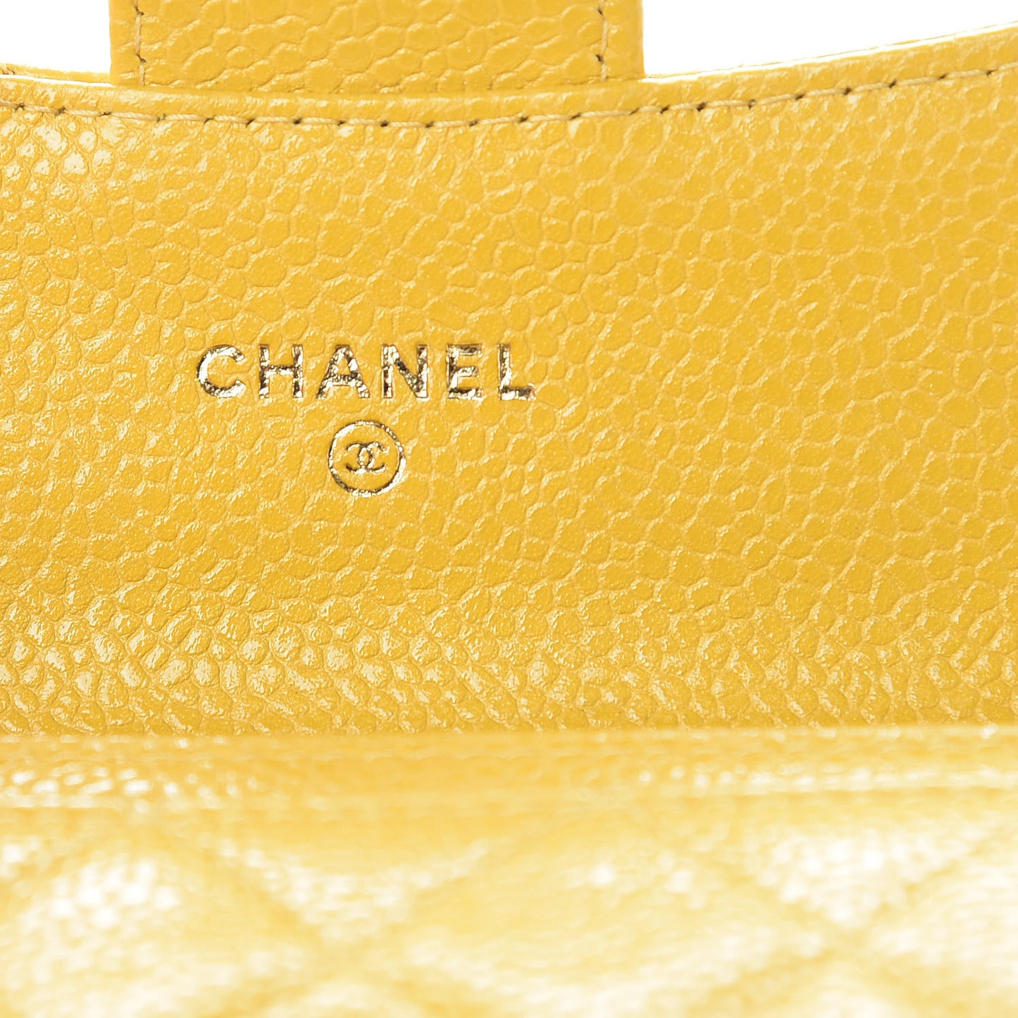 Caviar Quilted Flap Card Holder Yellow