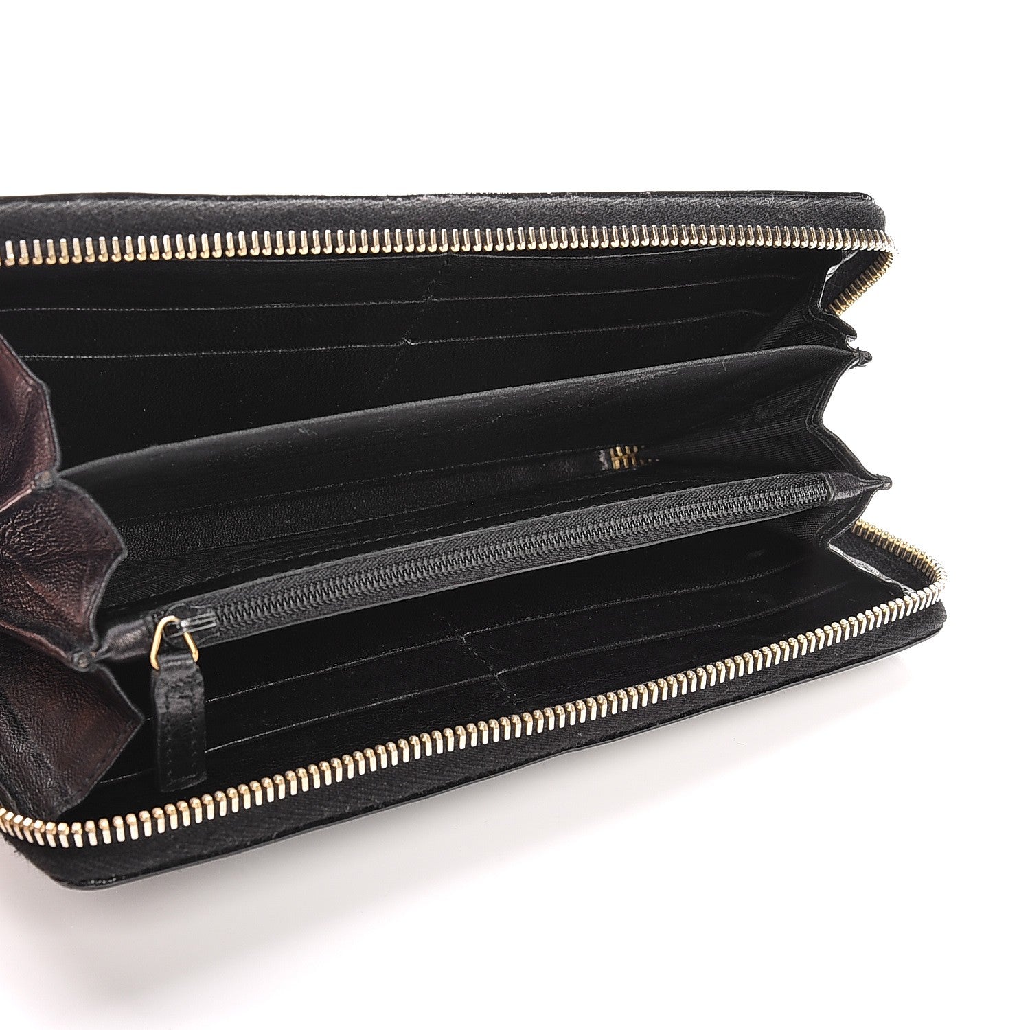 Saint Laurent Patent Y-Mail Zip Around Wallet Black 5 of 10