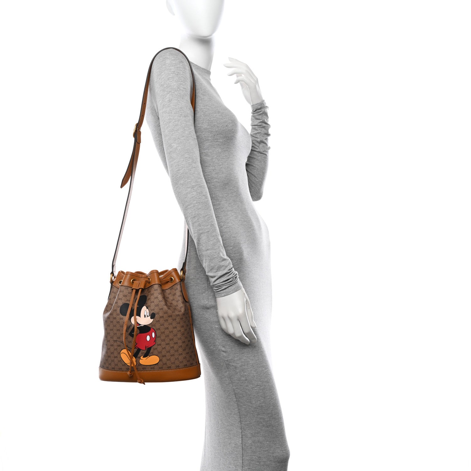 Gucci X DISNEY Mini Vintage GG Supreme Monogram Bucket Bag Beige Vintage Sun Oil 2 of 11