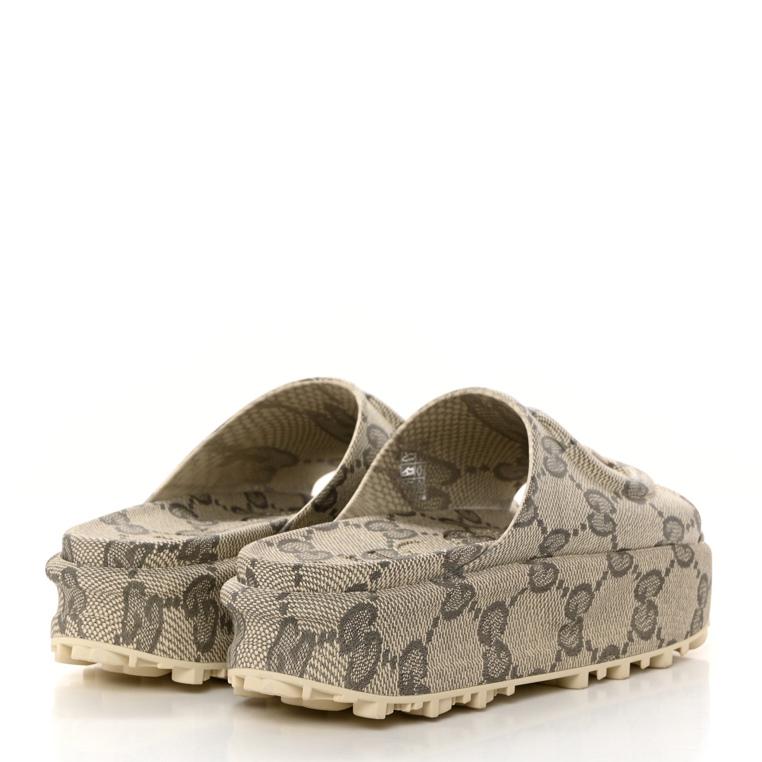 Gucci Cubic Rubber GG Monogram Womens Interlocking G Platform 42mm Slide Sandals 39 Beige Ebony 4 of 7