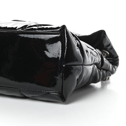 Saint Laurent Patent Lambskin Quilted Medium Loulou Puffer Monogram Chain Satchel Black 10 of 14