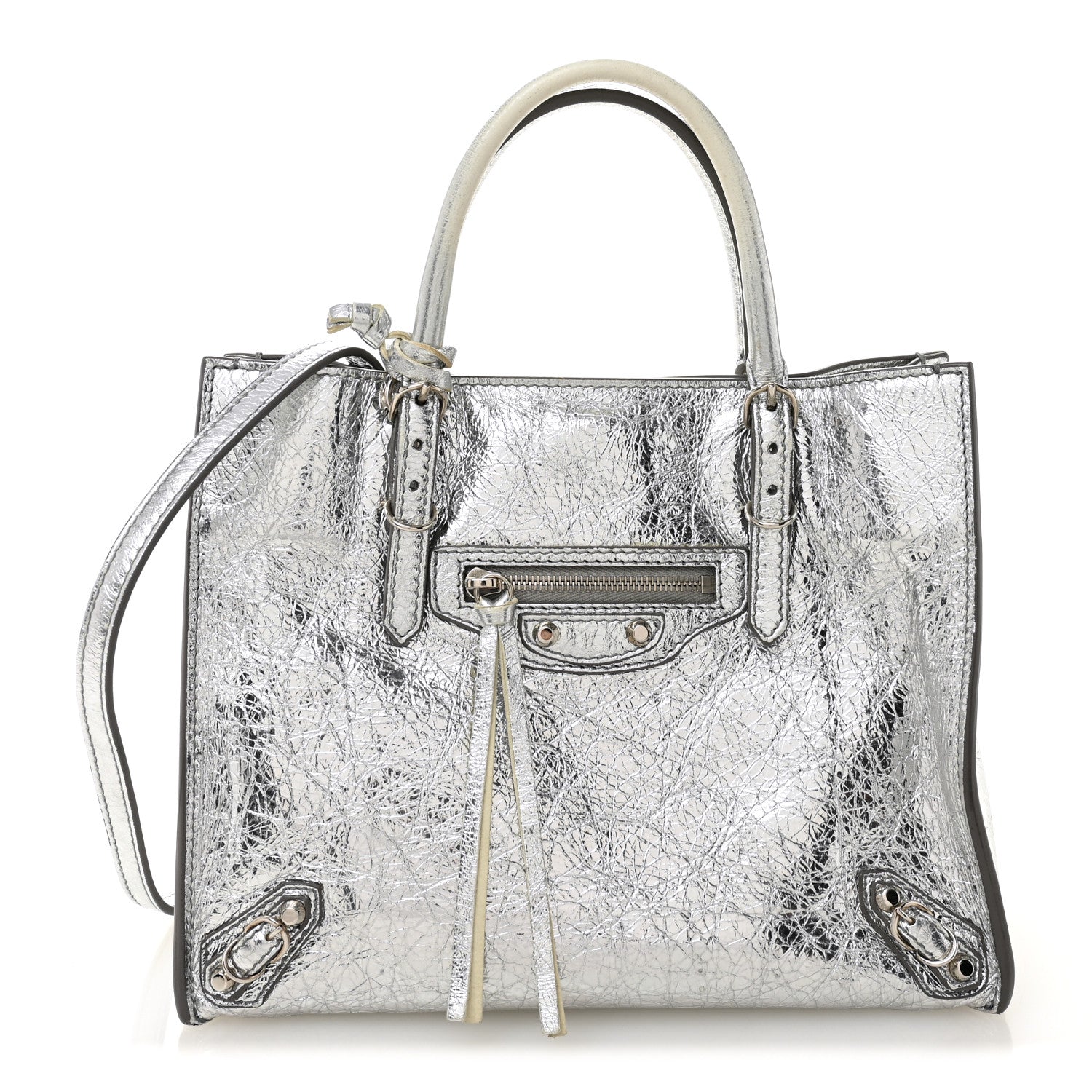 Balenciaga Metallic Calfskin Papier Mini A4 Tote Silver 1 of 12