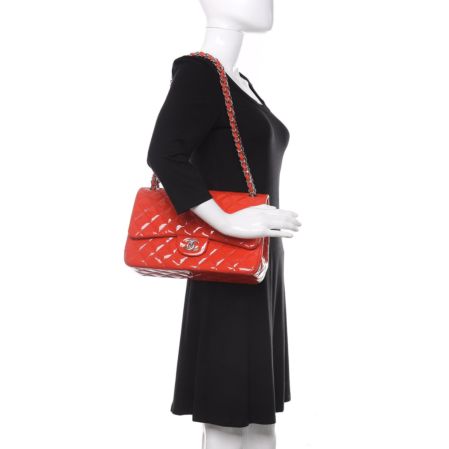 Patent Quilted Jumbo Double Flap Red