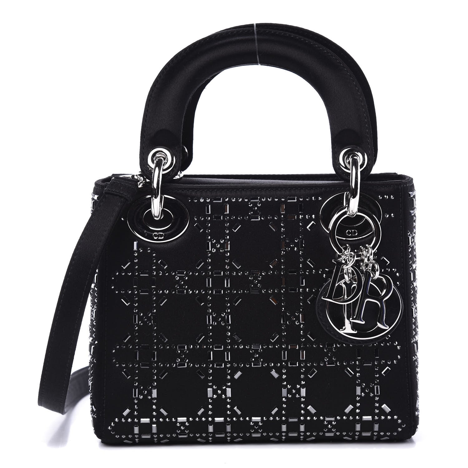 Christian Dior Satin Crystal Cannage Mini Lady Dior Black 1 of 10