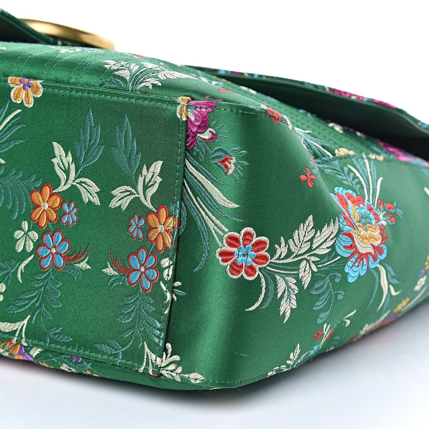 Jacquard Matelasse Floral Maxi GG Marmont Top Handle Shoulder Bag Green Multicolor