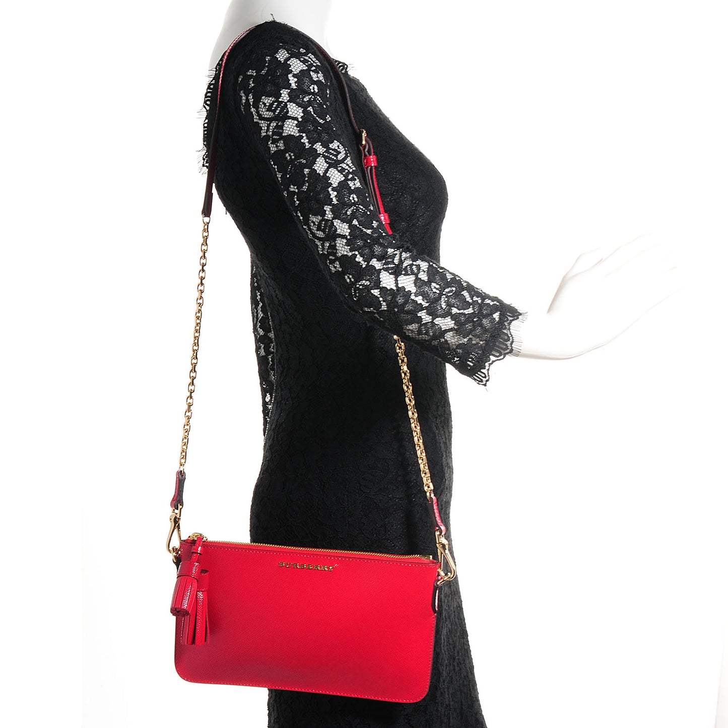 Patent London Tassel Clutch Bright Rose