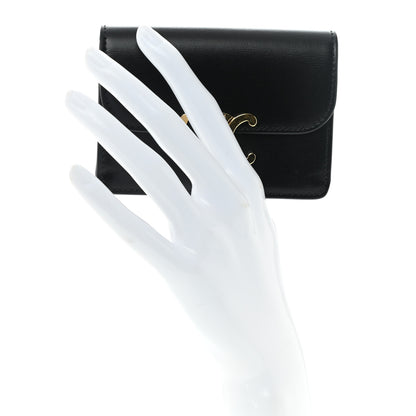 Celine Shiny Calfskin Triomphe Card Holder Black 2 of 7