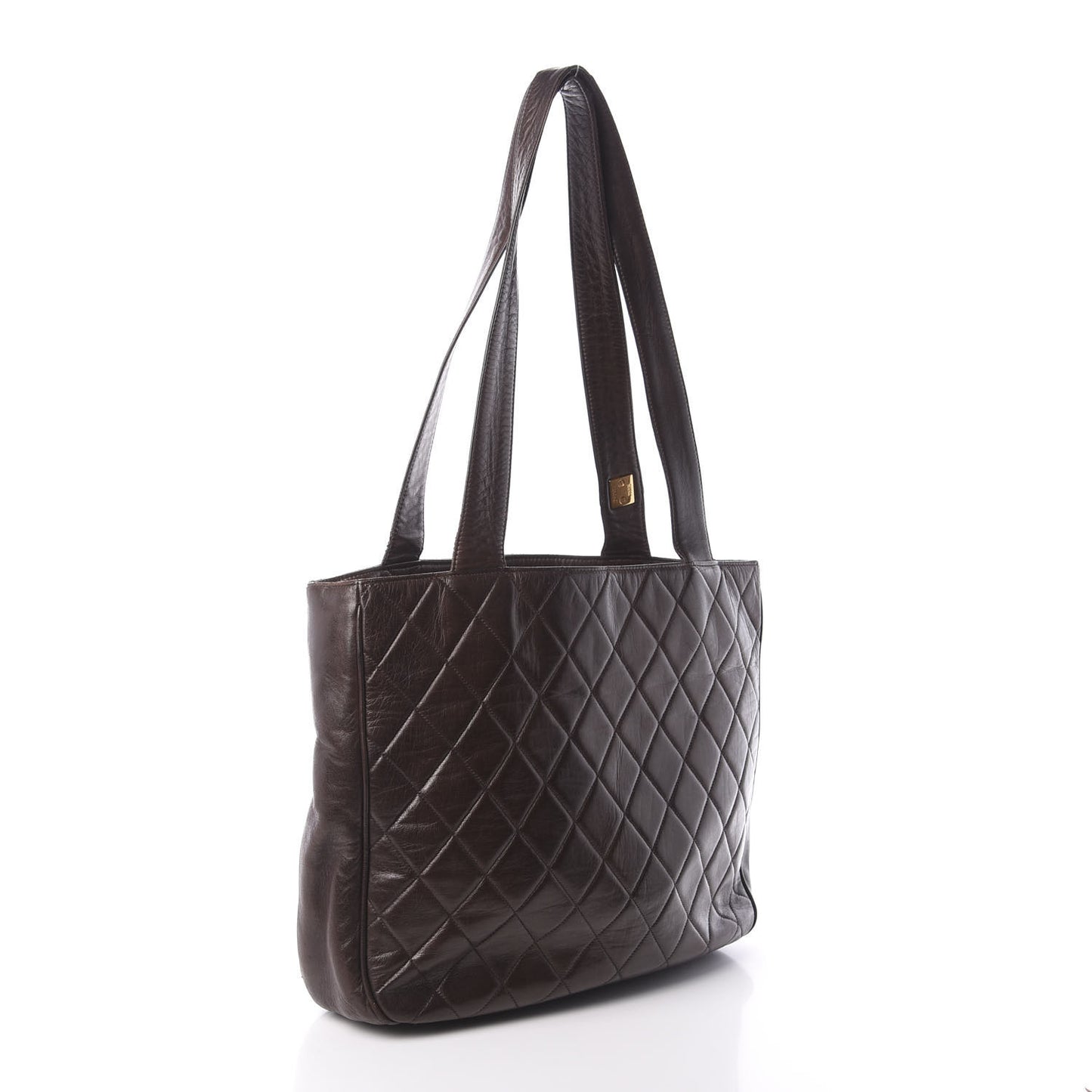 Lambskin Quilted Tote Brown