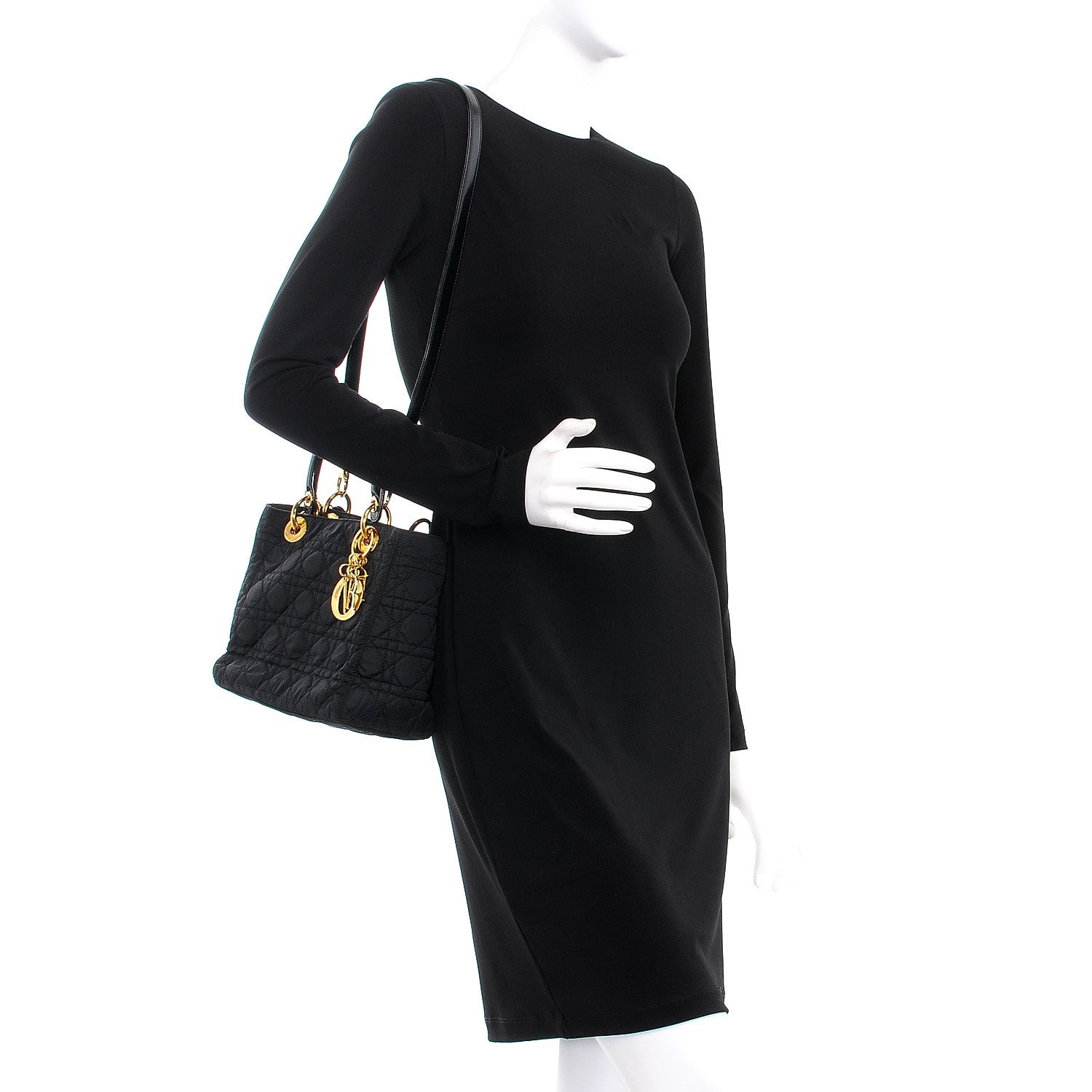 Christian Dior Nylon Cannage Medium Lady Dior Black 2 of 10