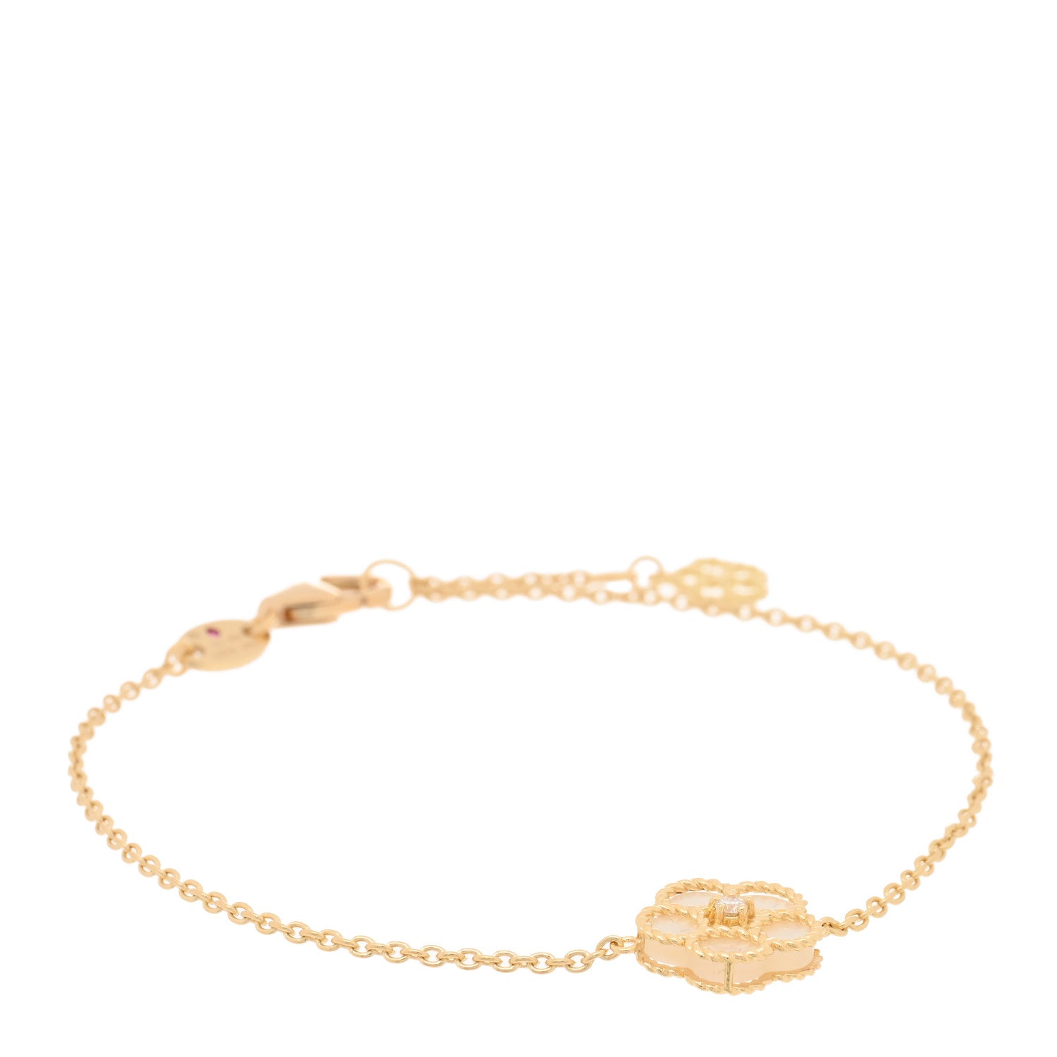 Roberto Coin 18K Yellow Gold Diamond Mother of Pearl Daisy Chain Bracelet 1 of 3