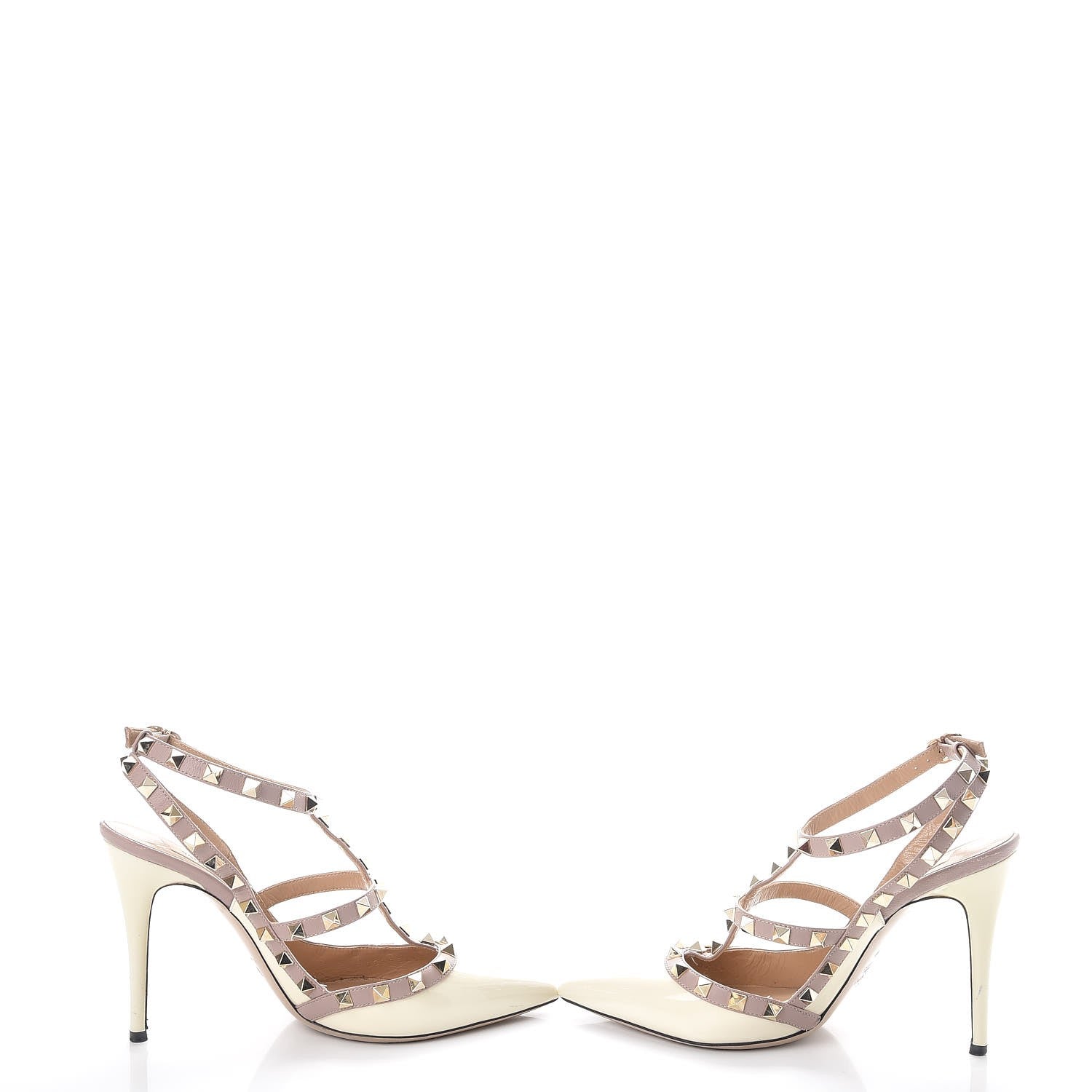 Valentino Garavani Patent Nappa Rockstud Ankle Strap 100mm Pumps 38 Light Ivory Poudre 5 of 12