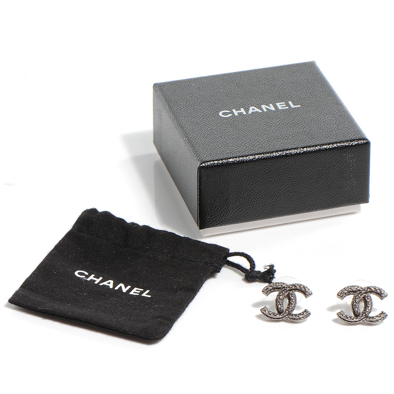 Chanel CC Logo Earrings Silver 5 of 5