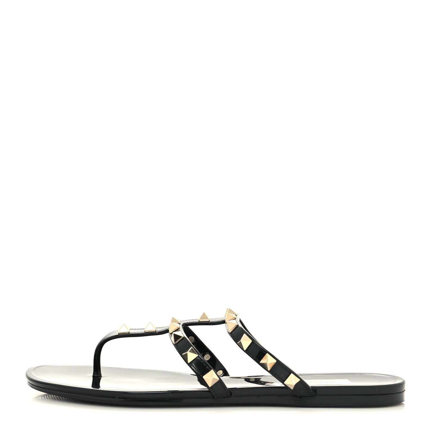 PVC Jelly Rockstud Caged Flat Thong Sandals 39 Black