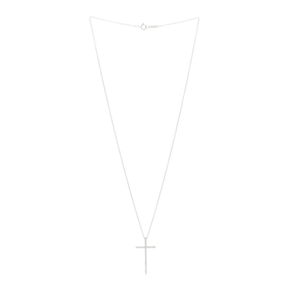 Tiffany 18K White Gold Diamond Metro Cross Pendant Necklace 1 of 4