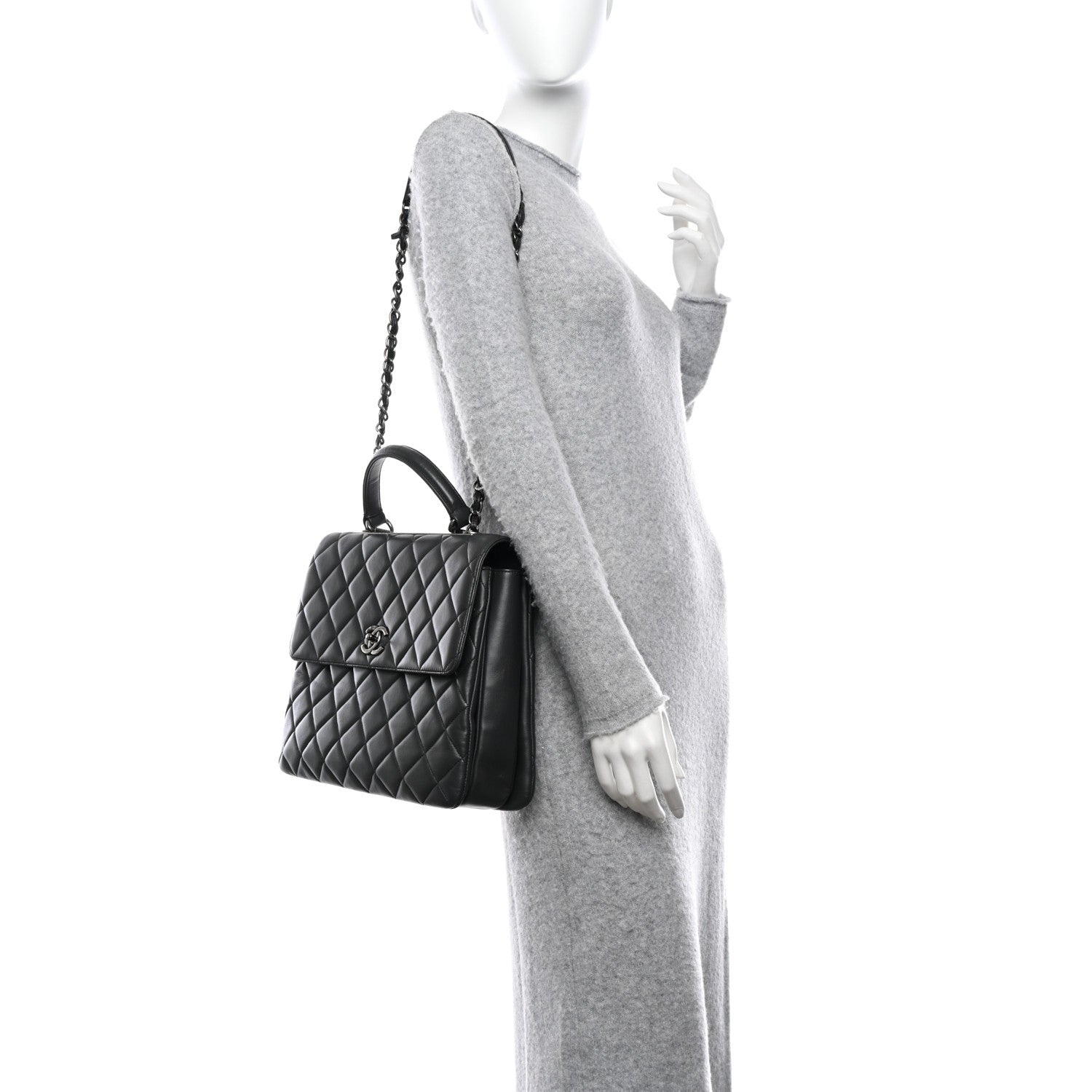 Chanel Lambskin Quilted Large Trendy CC Dual Handle Flap Bag Dark Grey 2 of 11