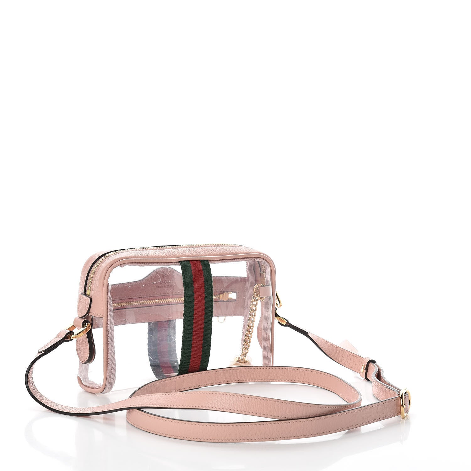 Gucci Vinyl Web Mini Ophidia Transparent Shoulder Bag Perfect Pink 3 of 11