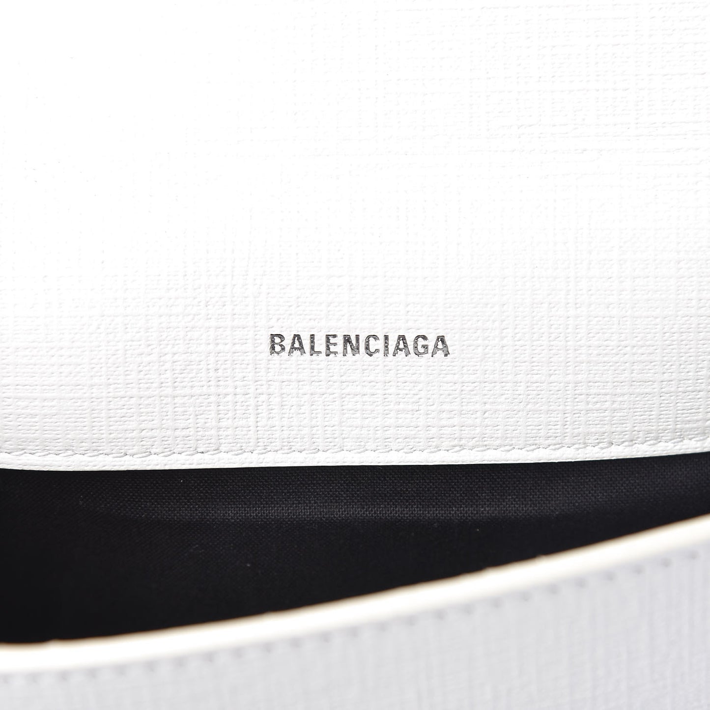 Squared Calfskin Logo Shopping Envelope Clutch White
