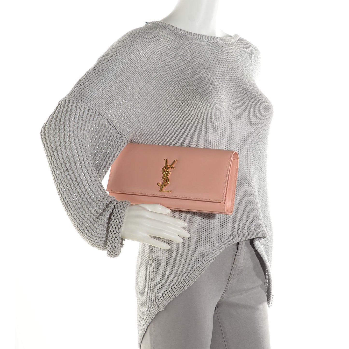 Smooth Calfskin Classic Monogram Clutch Blush