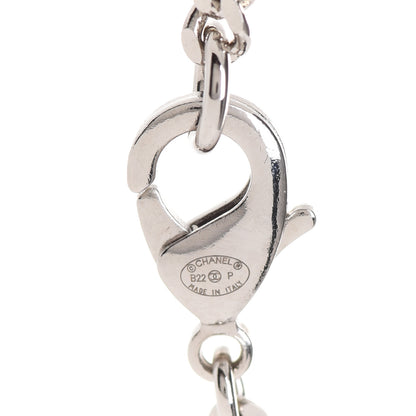Chanel Crystal Baguette CC Mirror Pendant Necklace Silver 5 of 6