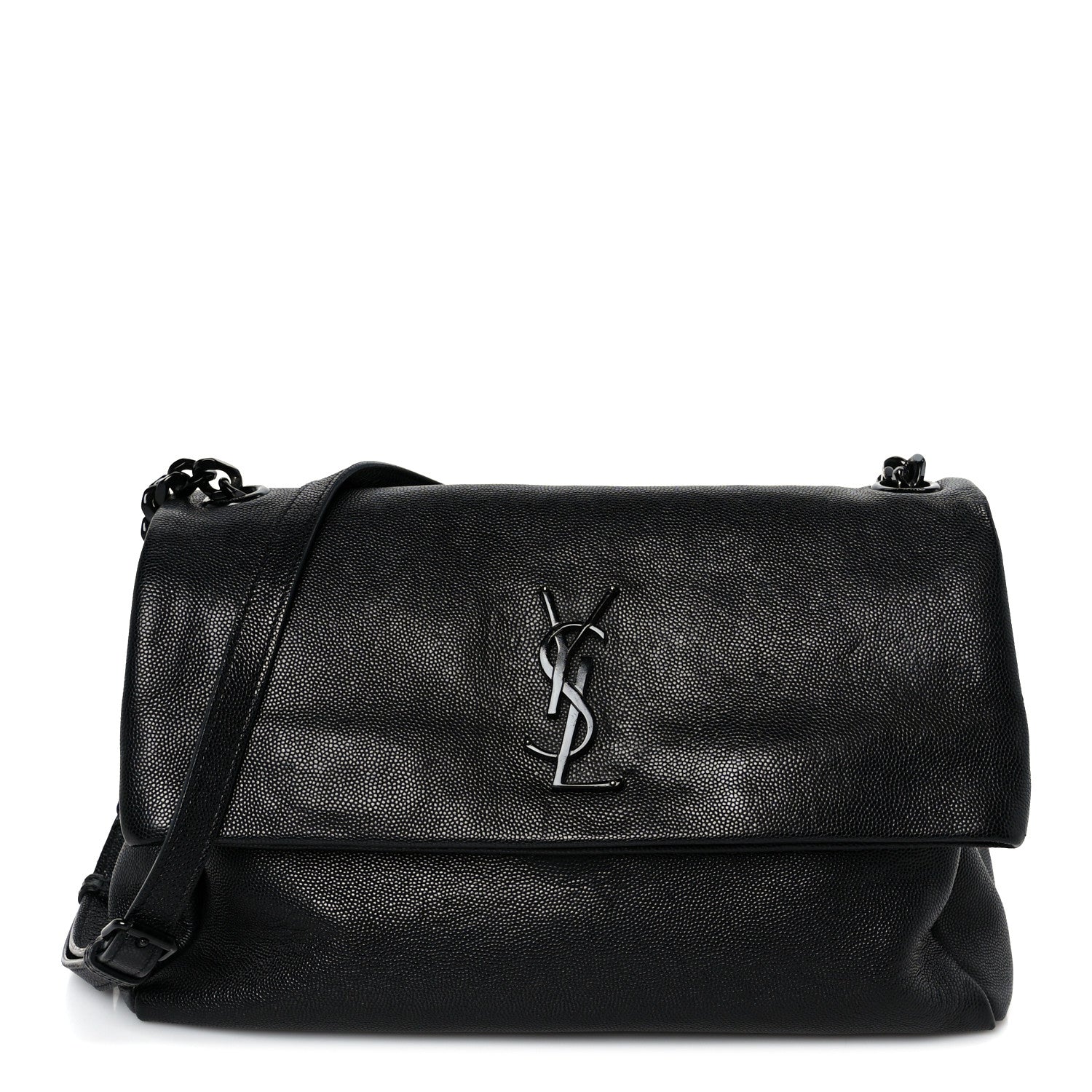 Saint Laurent Grain De Poudre Medium West Hollywood Monogram Fold-Over Black 1 of 10