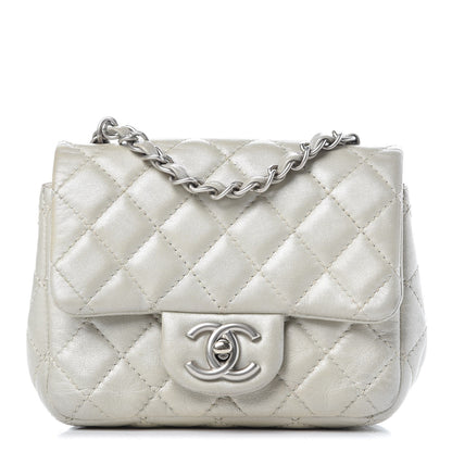 Chanel Metallic Lambskin Quilted Mini Square Flap Silver 1 of 9