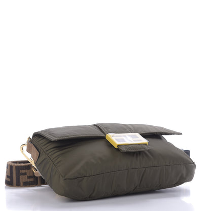 Fendi Nylon Dolmias Vitello Grace FF Puffer Belt Baguette Bag Military Brown Tortora 5 of 10