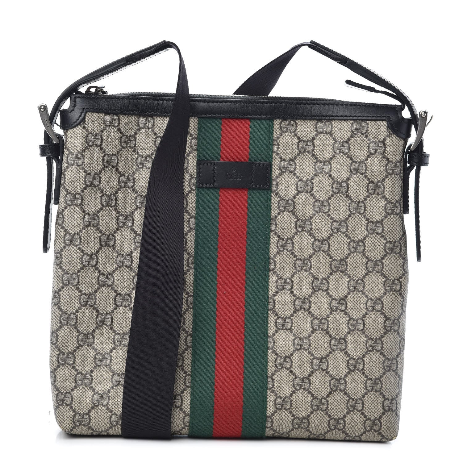 Gucci GG Supreme Monogram Web Messenger Bag Black 1 of 9