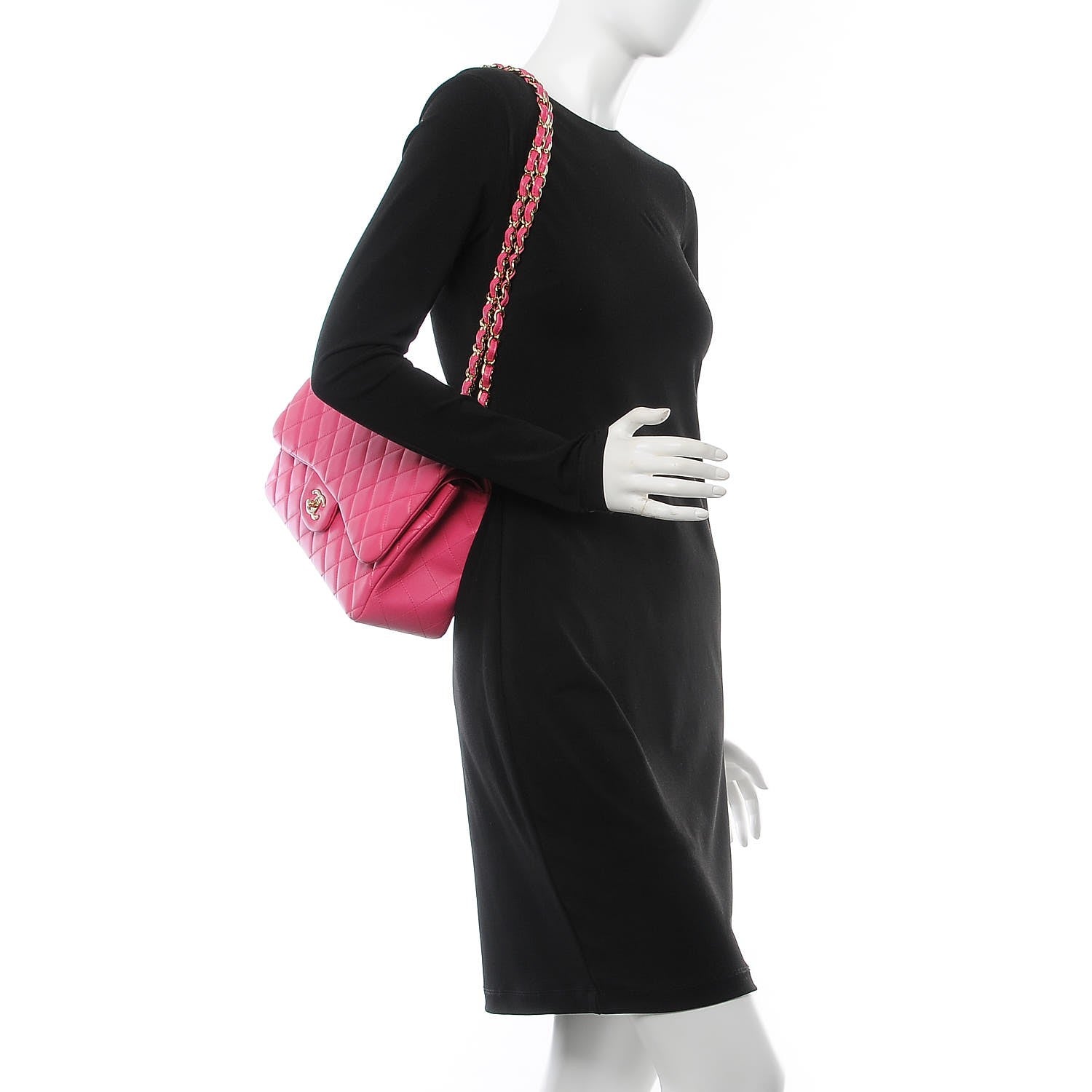 Chanel Lambskin Quilted Jumbo Double Flap Fuchsia 4 of 9