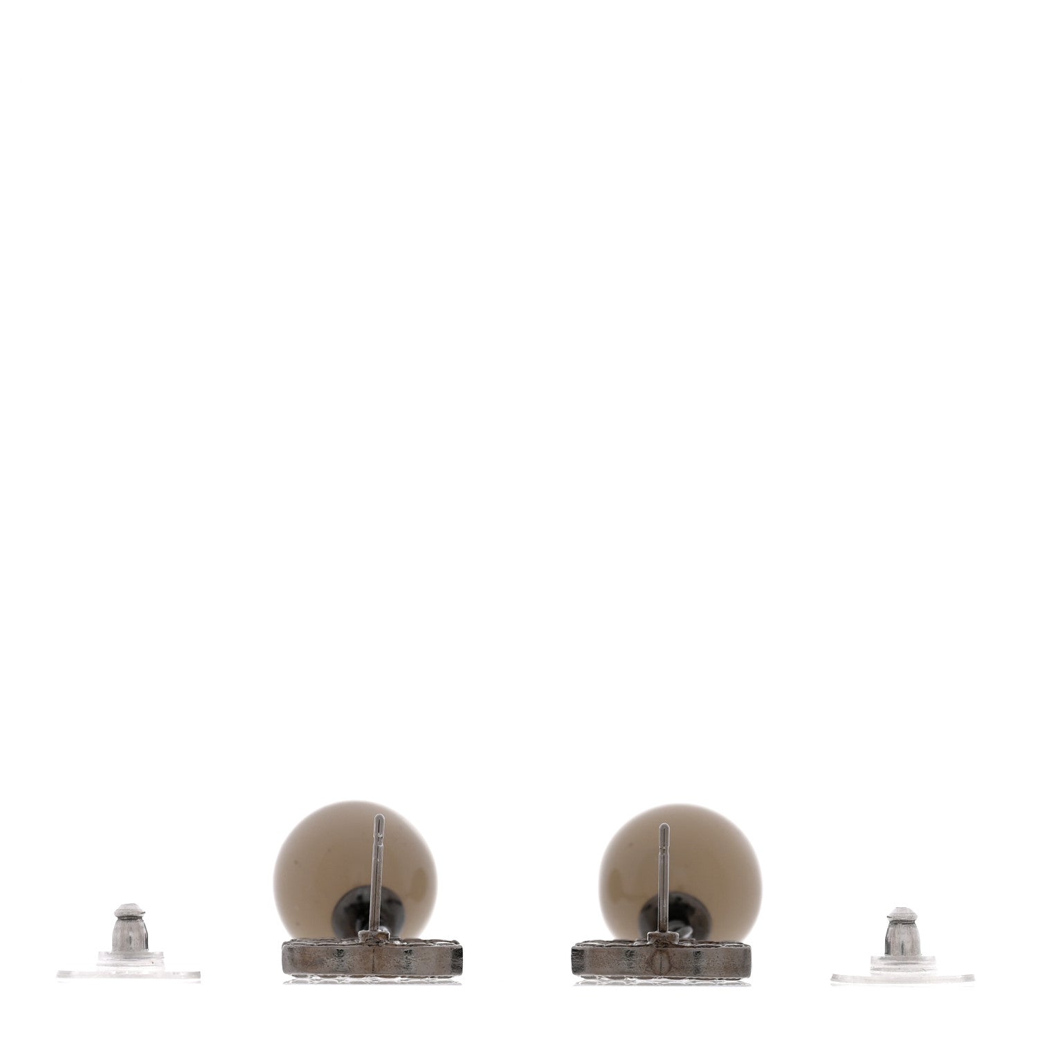 Chanel Crystal Bead CC Drop Earrings Ruthenium Grey 3 of 5