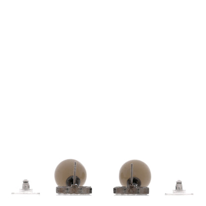 Chanel Crystal Bead CC Drop Earrings Ruthenium Grey 3 of 5