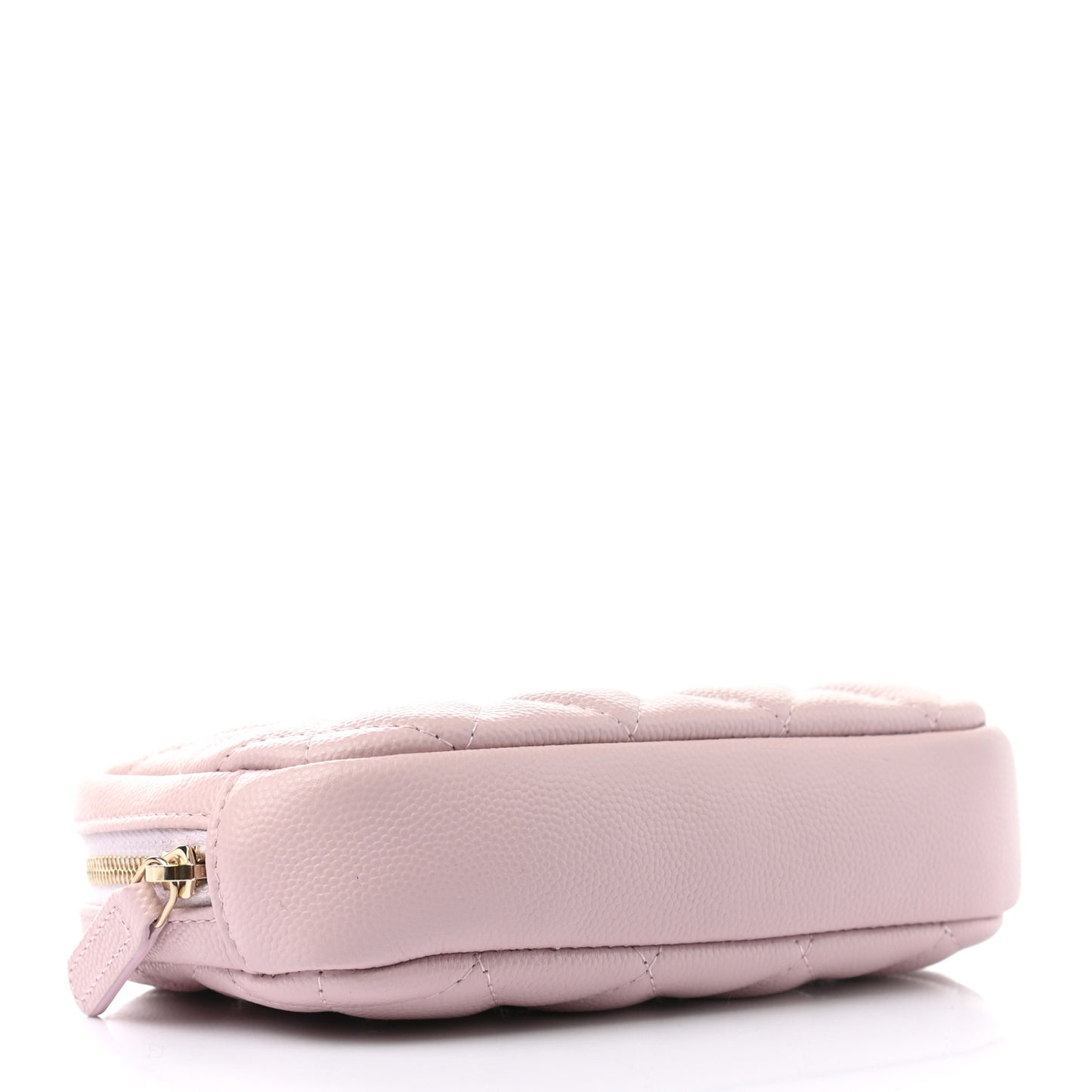 Caviar Quilted Small Curvy Pouch Cosmetic Case Light Pink