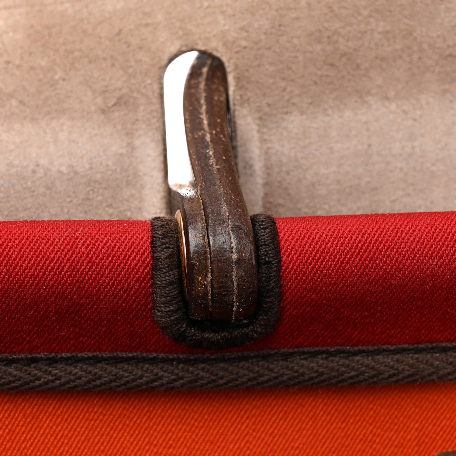 Hermes Military Toile Vache Hunter Herbag Zip Retourne 31 PM Rouge Piment Orange 11 of 14
