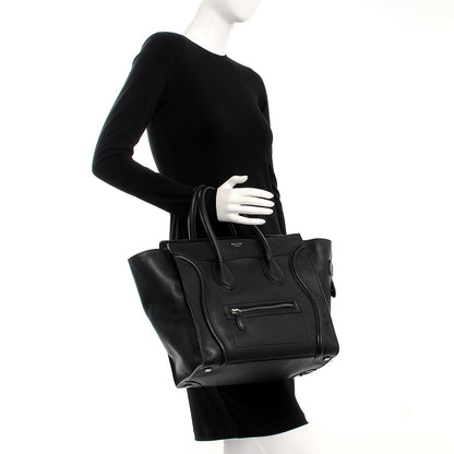 Celine Drummed Calfskin Mini Luggage Black 2 of 8