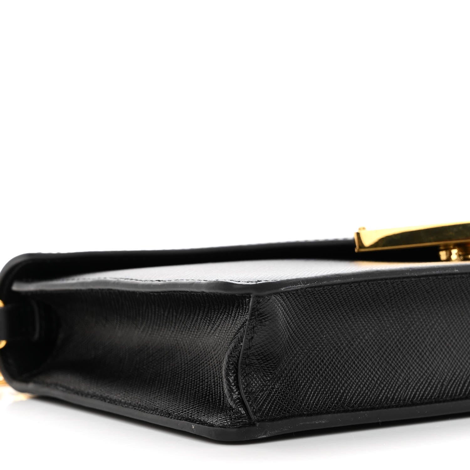 Prada Saffiano Lux Metal Triangle Logo Mini Envelope Chain Shoulder Bag Black 8 of 9