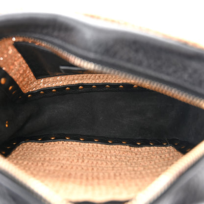 Valentino Garavani Straw Rockstud Camera Crossbody Bag Beige Black 5 of 9