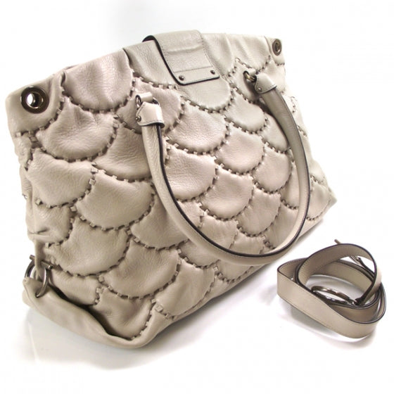 FASHIONPHILE SALVATOREFERRAGAMOLeatherStitchedSatchelIvory 3 of 10