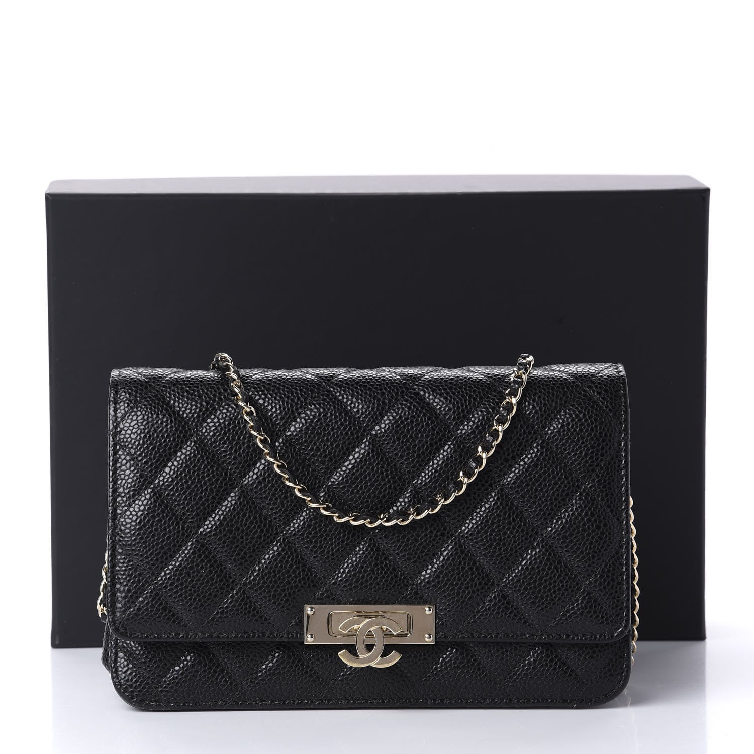 Chanel Caviar Quilted Golden Class Wallet On Chain WOC Black 12 of 12