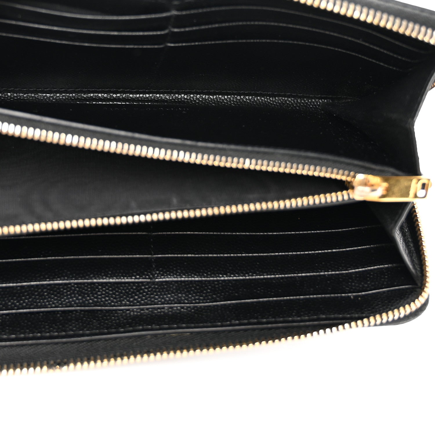 Saint Laurent Grain De Poudre Matelasse Chevron Monogram Zip Around Wallet Black 5 of 11