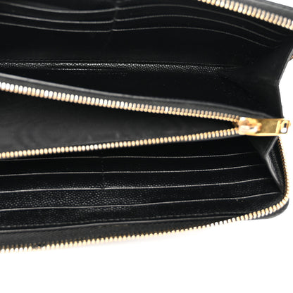 Saint Laurent Grain De Poudre Matelasse Chevron Monogram Zip Around Wallet Black 5 of 11