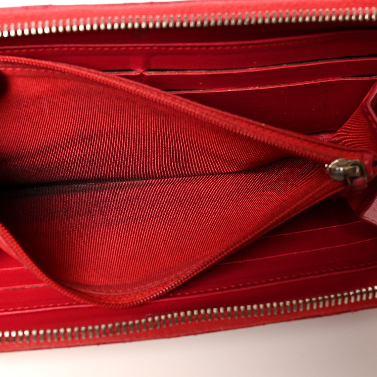 Chanel Lambskin Quilted Large Gusset Zip Around Wallet Red 7 of 19