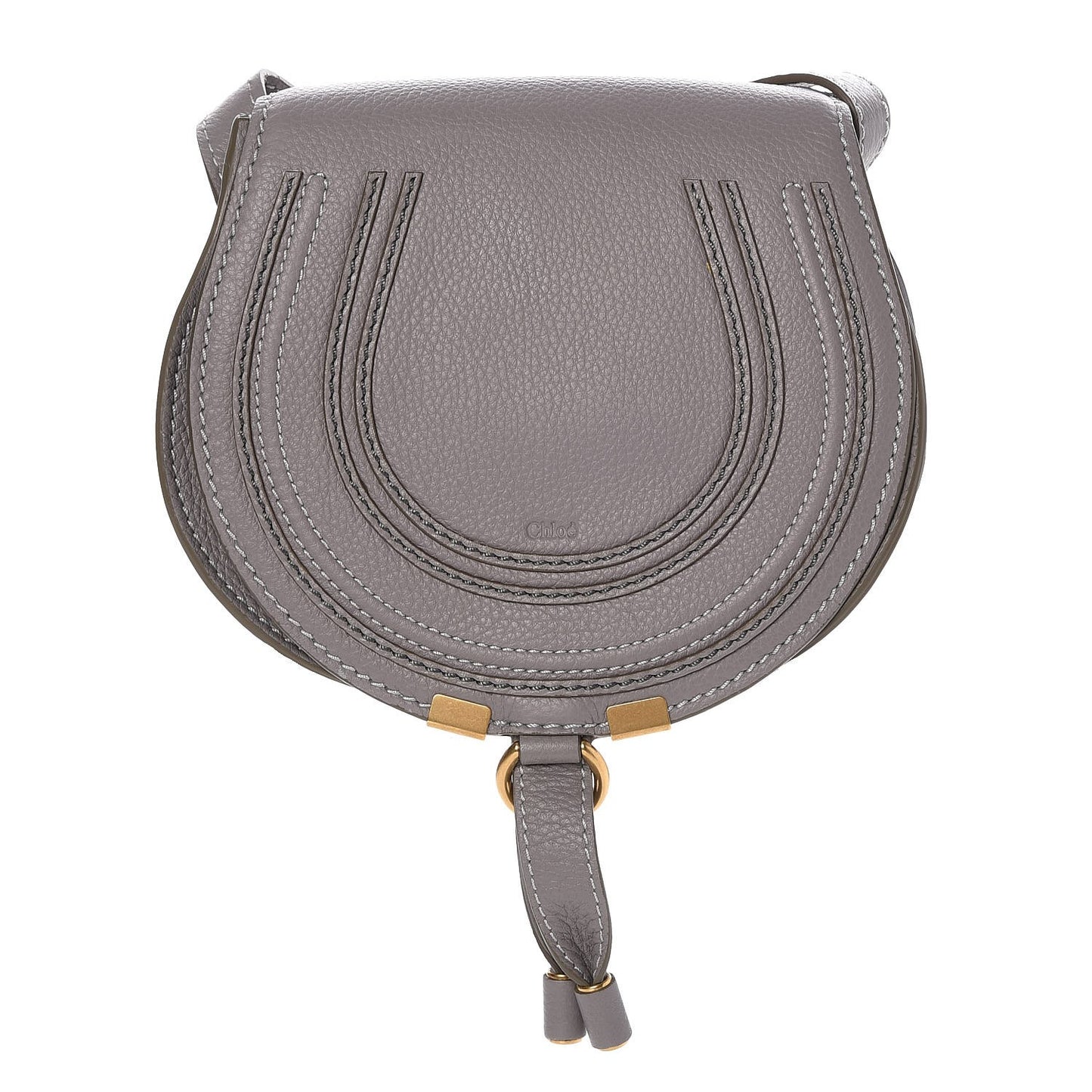 Calfskin Mini Marcie Round Crossbody Bag Cashmere Grey