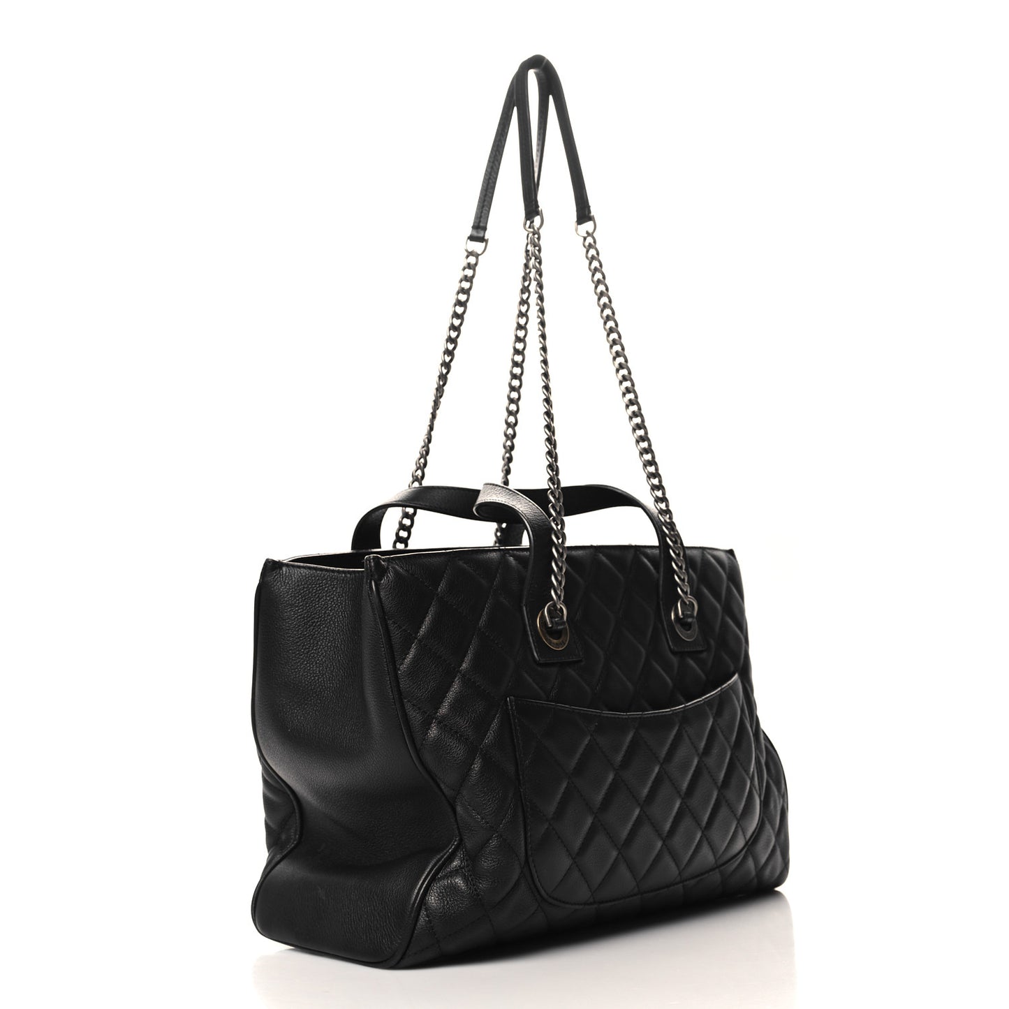 Caviar Quilted Large Casual Pocket Tote Black