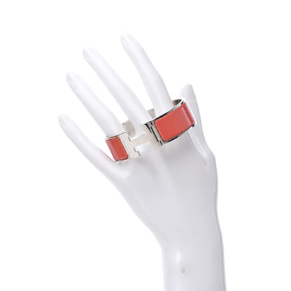 Hermes Enamel Wide Clic Clac H Bracelet PM Rouge Corail 2 of 5