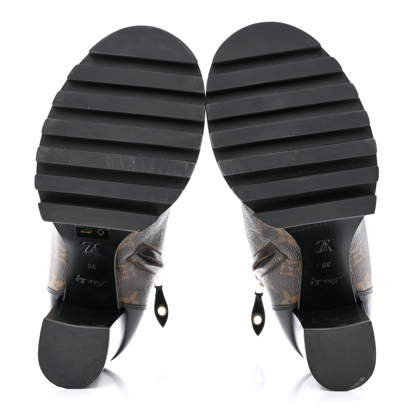 Patent Calfskin Monogram Star Trail Ankle Boots 38 Black