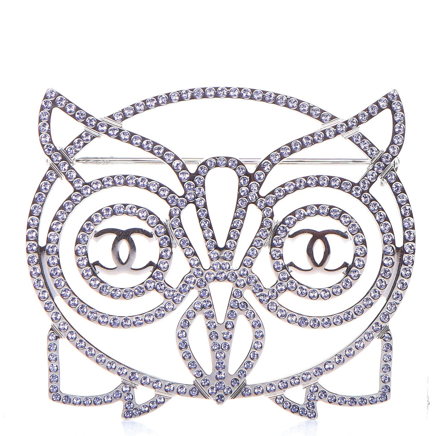 Strass Crystal Owl CC Brooch Purple Ruthenium