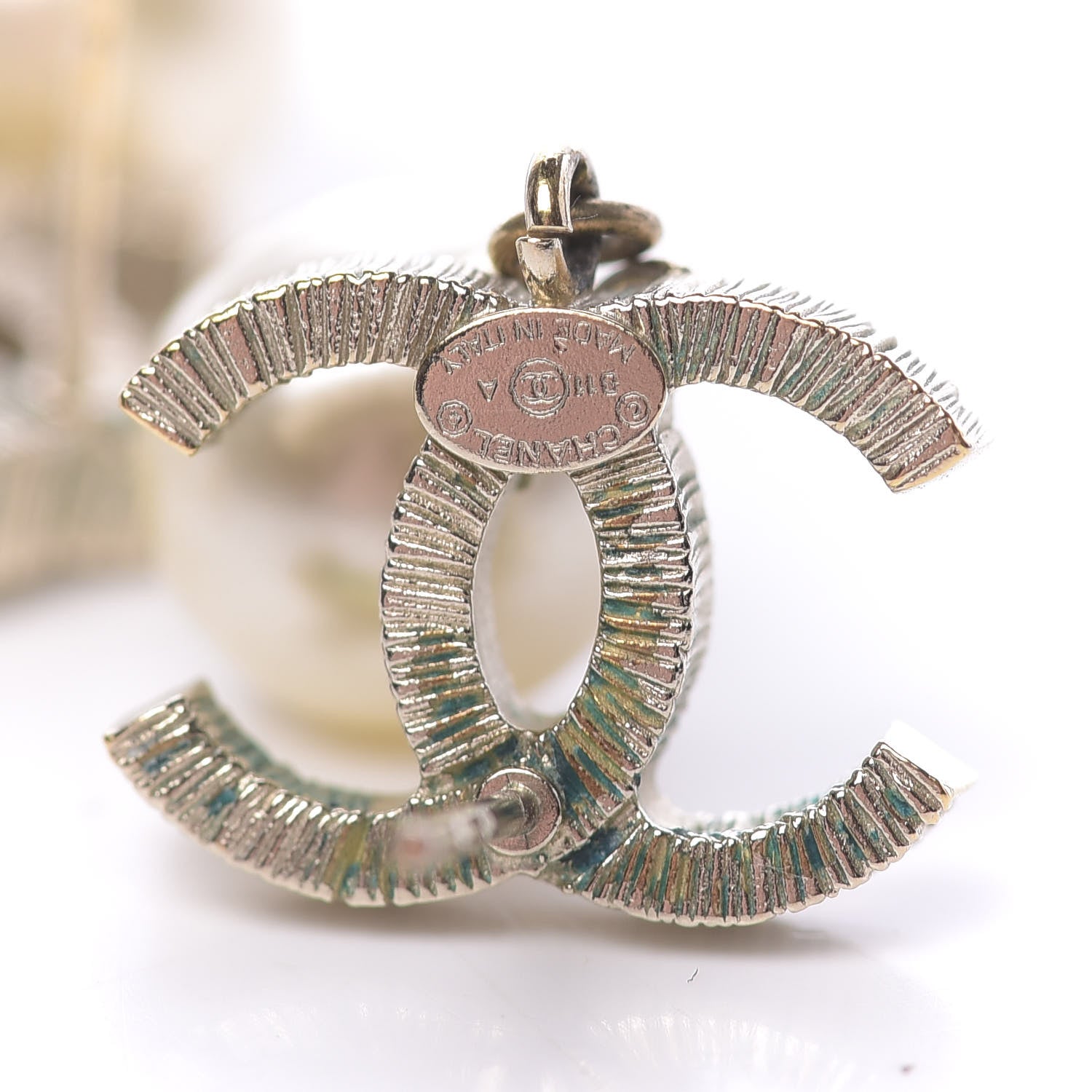 Chanel Crystal Pearl CC Drop Leaf Earrings Gold 4 of 7