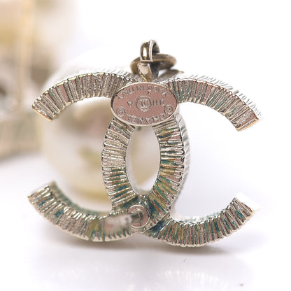 Chanel Crystal Pearl CC Drop Leaf Earrings Gold 4 of 7