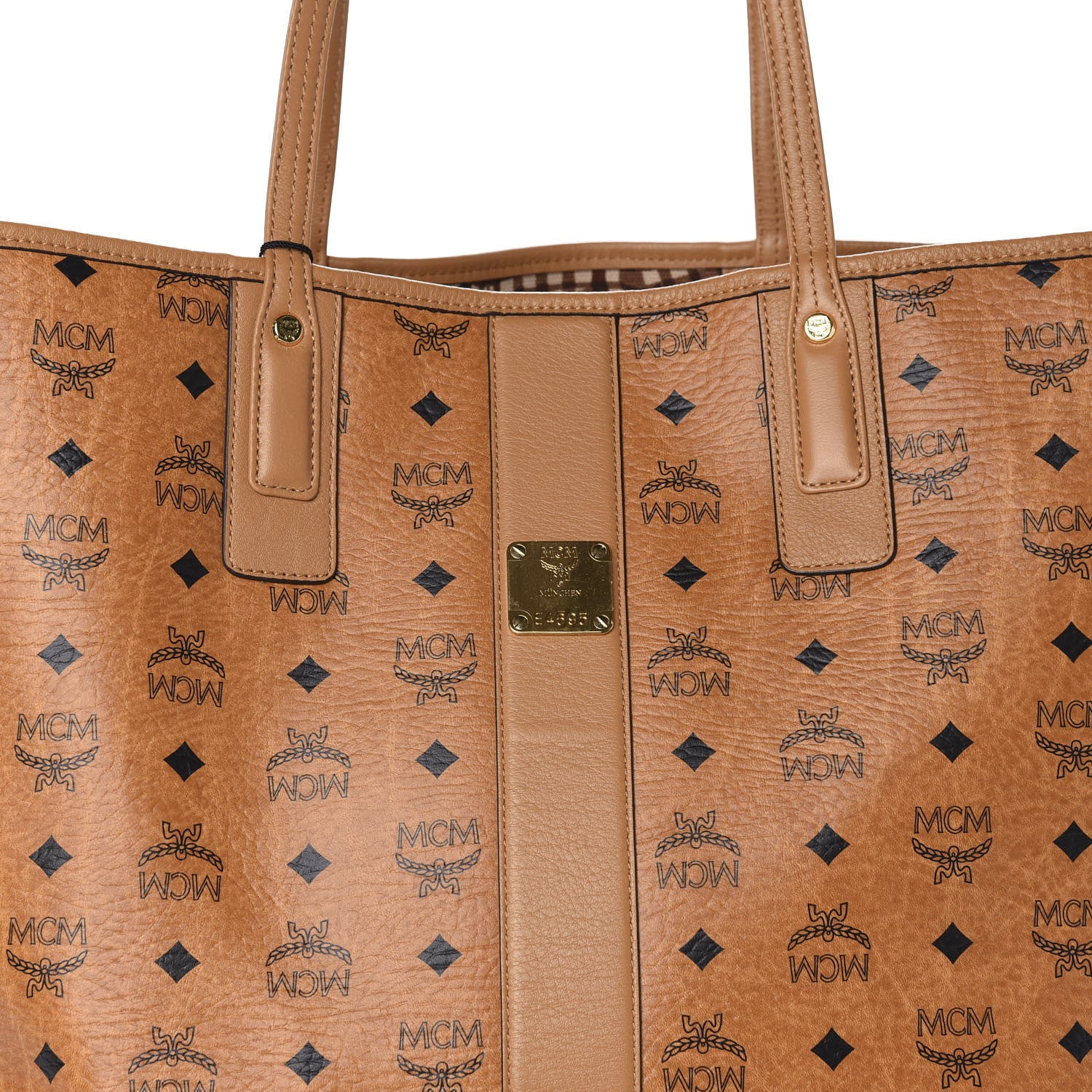 MCM Visetos Large Liz Reversible Shopper Tote Cognac 9 of 16