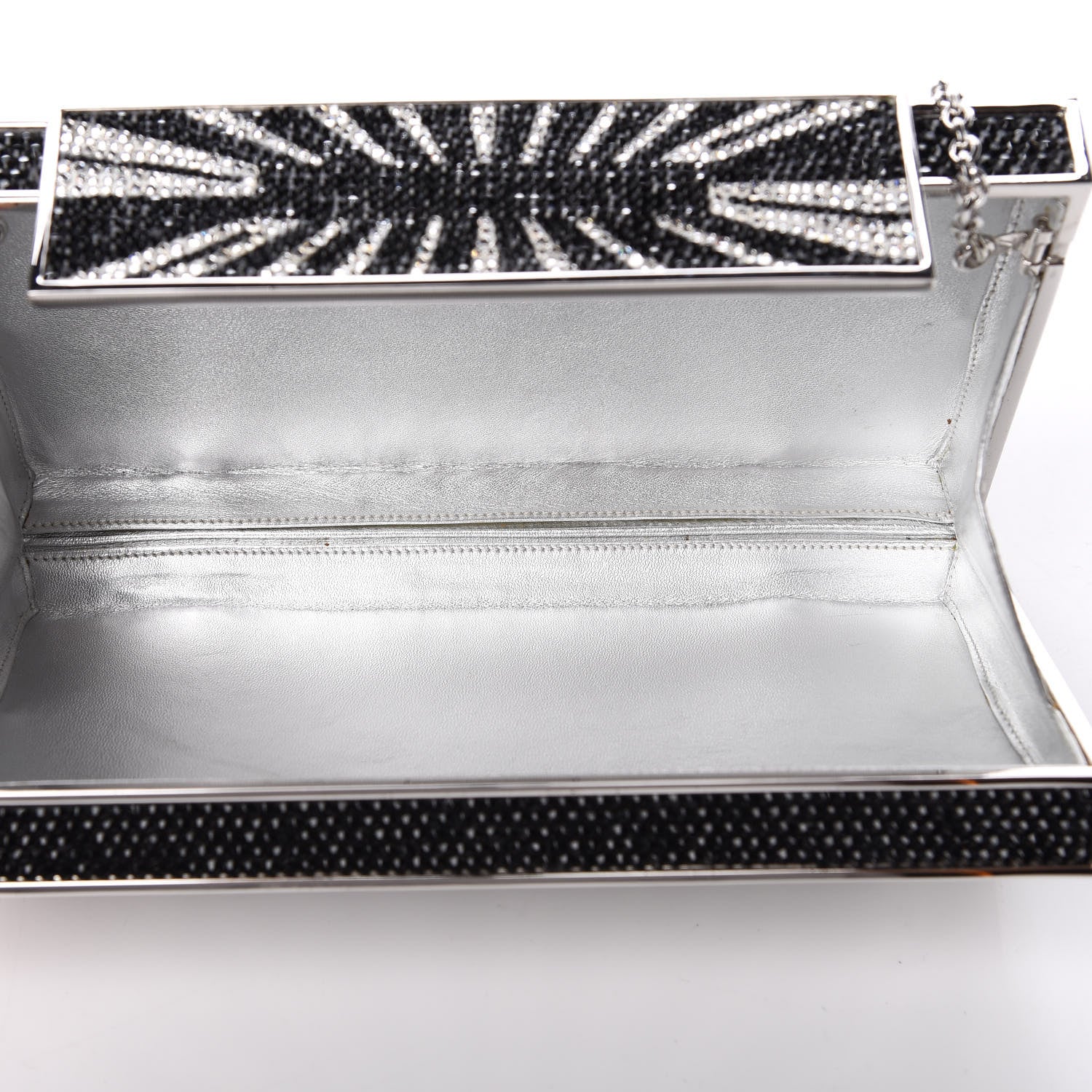 Judith Leiber Crystal Minaudiere Clutch Black Silver 5 of 10